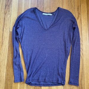 Michael Stars Purple Shimmer Draped Long Sleeve Top OS